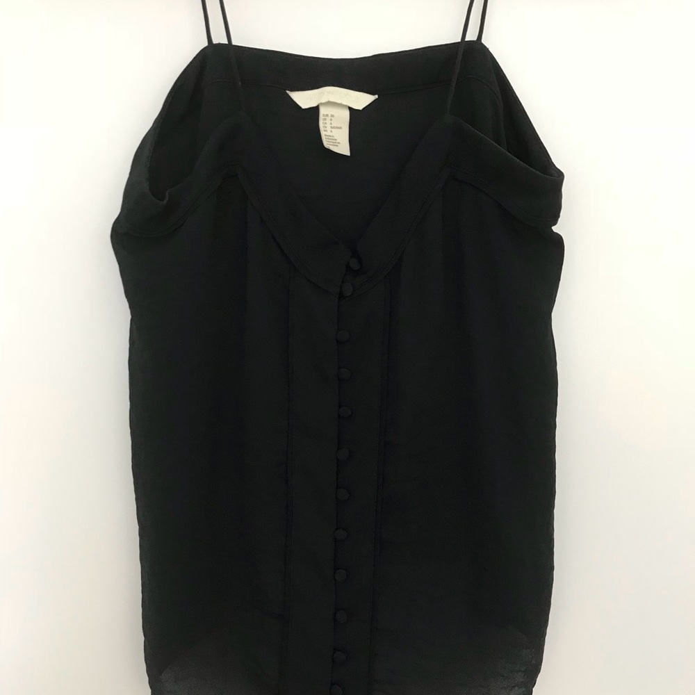 Navy Thin Strap Button Down Blouse